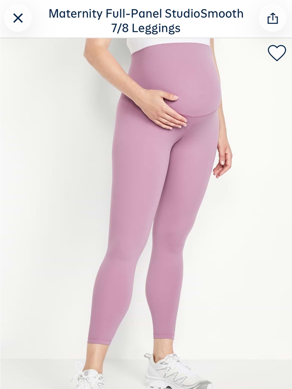 Old Navy Maternity full panel StudioSmooth 7/8 Leggings in Dusk Bloom Mauve Pink
